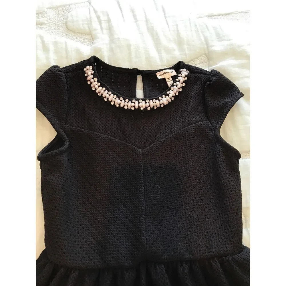 Monteau Girl Black Pearl Breakfast at Tiffany Dress Costume Party Sz 7 Halloween
